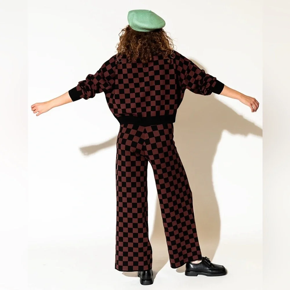 Dressed in LALA Checkered Black and Brown Sweater Set! - Picture 2 of 3